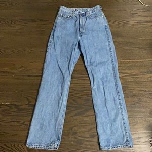 Weekday Row organic cotton straight leg jeans in sky blue